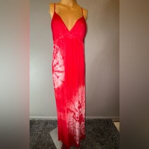 Red Tie-Dye Maxi Dress